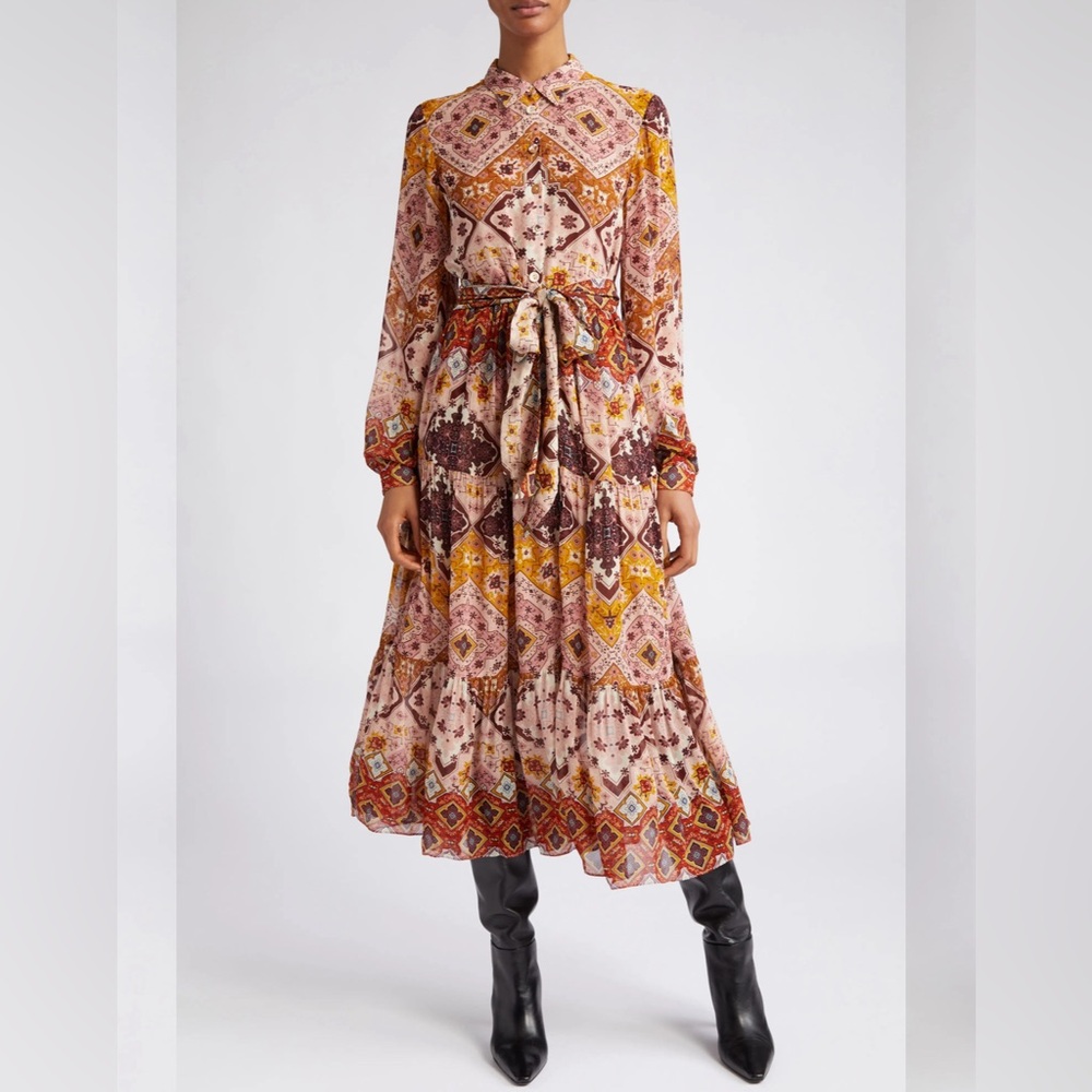 CARA CARA Lolan Print Long Sleeve Maxi Shirtdress